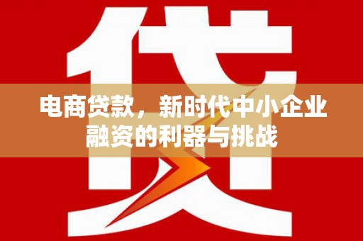 北海新区电商贷款，新时代中小企业融资的利器与挑战
