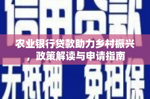 北海新区农业银行贷款助力乡村振兴，政策解读与申请指南
