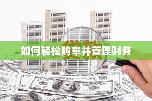 北海新区如何轻松购车并管理财务